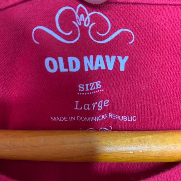 3/$20 Vintage Y2K Old Navy red American flag butterfly graphic logo tee SZ L - Picture 4 of 6